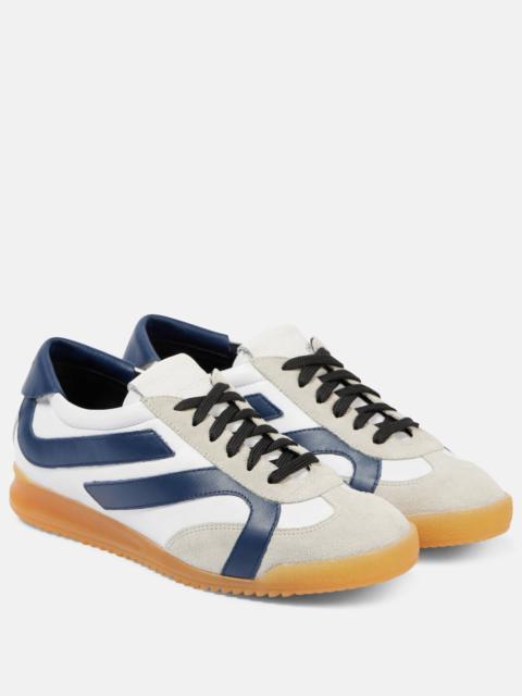 Track suede-trimmed leather sneakers