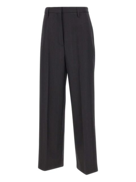 pinstripe wool trousers