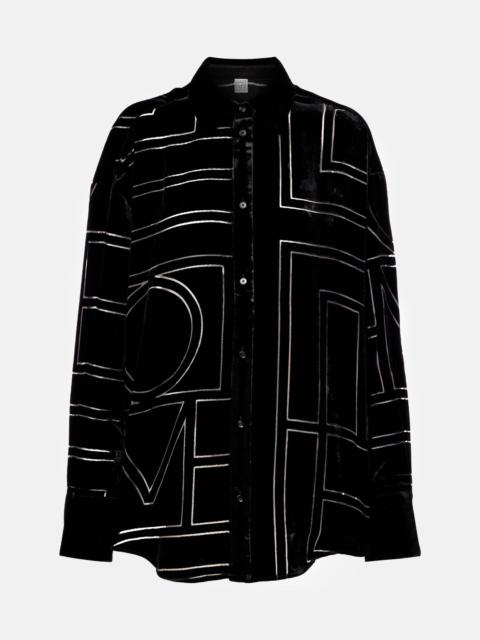 Logo oversized velvet devoré shirt