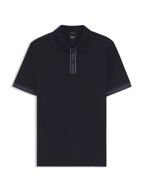 STRIPED-TRIM POLO SHIRT IN MERCERISED COTTON