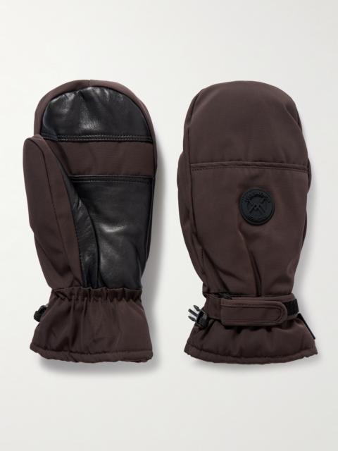 Leather-trimmed Appliquéd Padded Ski Mittens