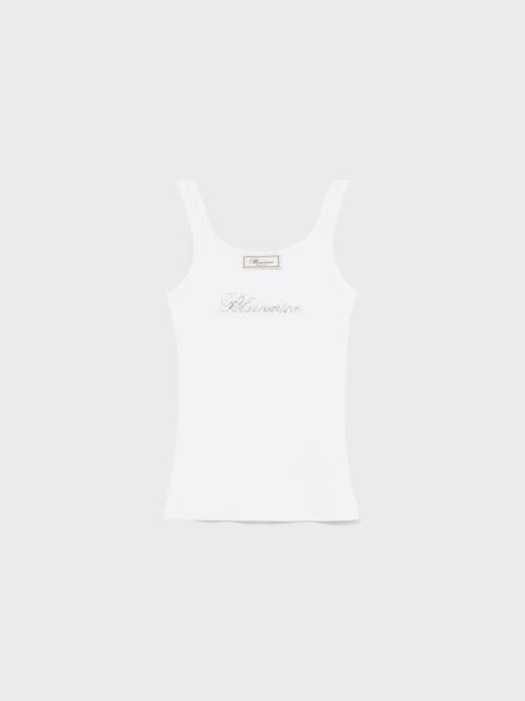 RIBBED TOP WITH BLUMARINE RHINESTONE EMBROIDERY