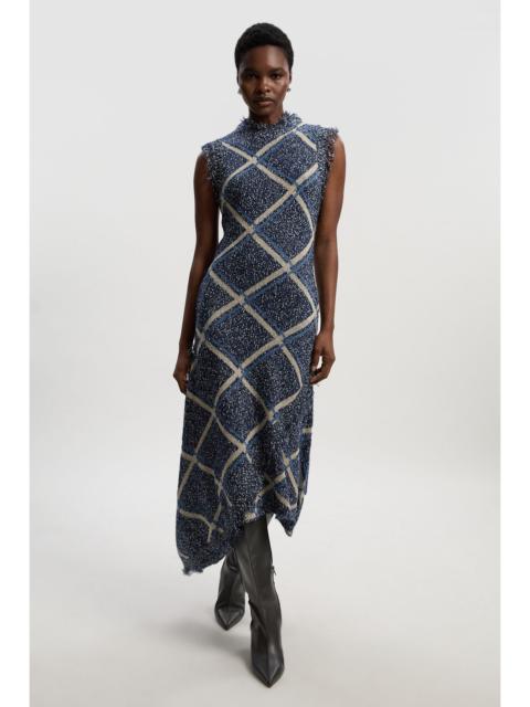 Tweed Yarn Fringe Trim Knitted Dress