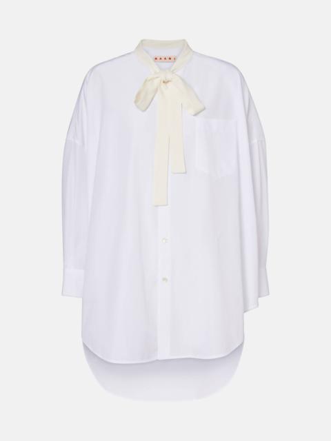 Tie-neck cotton shirt dress