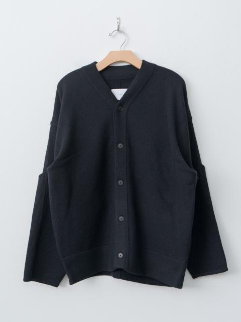 Extra Fine Wool Knit Tucked Cardigan Coatigan - Black