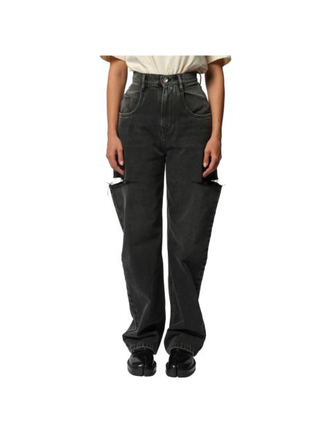 Slash Loose Fit Denim Jeans in Black