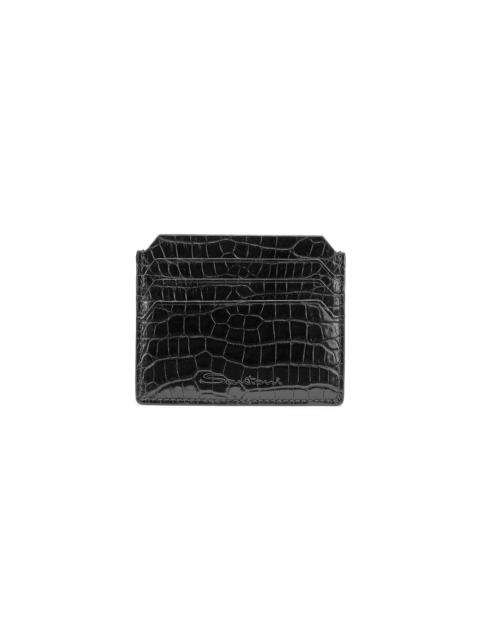 Black alligator leather credit card holder