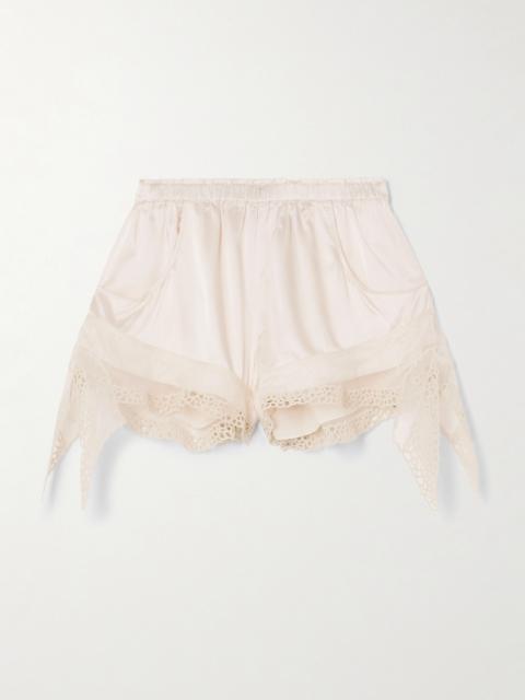 Ildana Lace-trimmed Stretch Silk-blend Satin Shorts