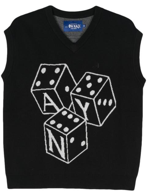 Dice logo-jacquard vest