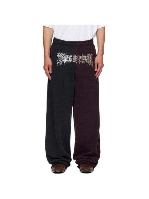 Black & Burgundy Cradle of Filth Cut-Up Baggy Sweatpants