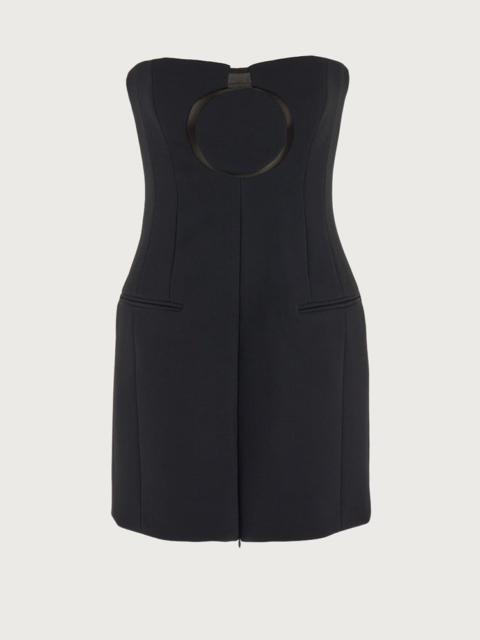 PURE WOOL MINI DRESS WITH TULLE INSERT