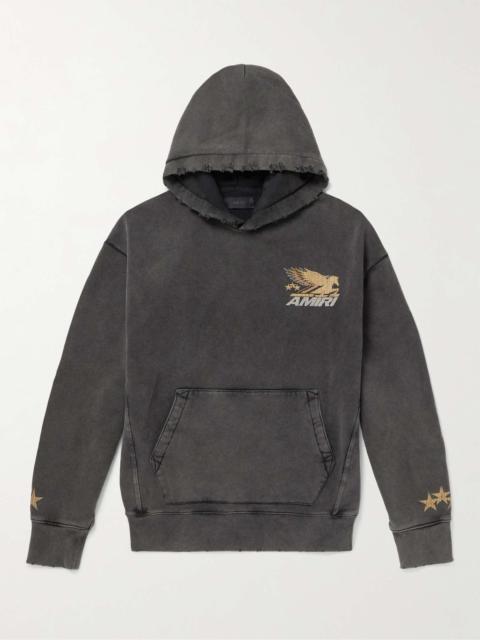 Vintage Pegasus Distressed Logo-Print Cotton-Jersey Hoodie