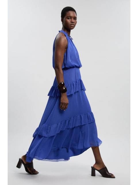 Crinkle Chiffon Halterneck Woven Maxi Dress