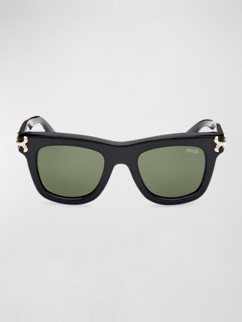 Logo Acetate Square Sunglasses