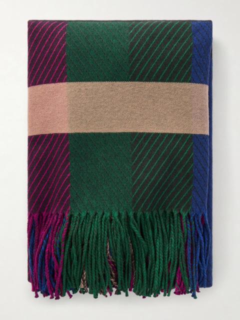Halo Fringed Striped Cashmere Scarf