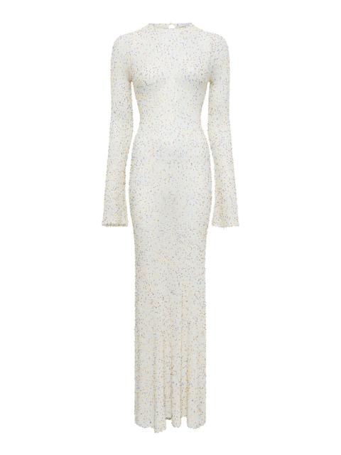 Chandra Knit Maxi Dress in Ivory Multi Beaded Cashmere