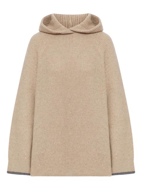 sequin-embellished hooded cashmere sweater