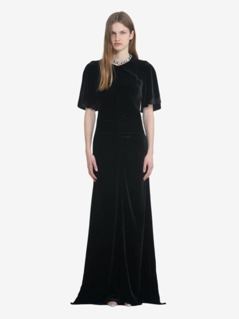 LONG VELVET DRESS WITH BACKLESS