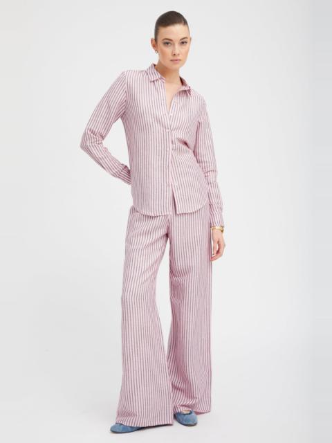 PINK INDIGO STRIPED LINEN EASY PANTS