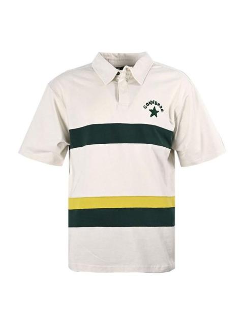 Converse Colorblock Logo Polo Shirt 'White Dark Green' 10024880-A01