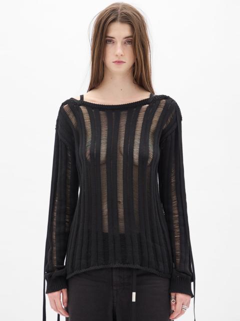 Gala Ladder Stitch Cropped Sweather With Laces