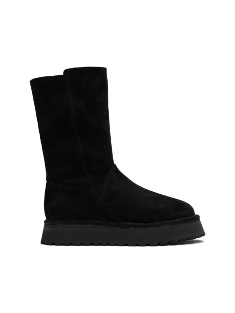 Black Nubuck Leather Slip-On Boots