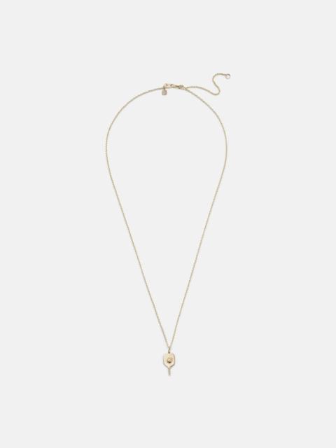 Pickleball 14kt gold pendant necklace with diamonds