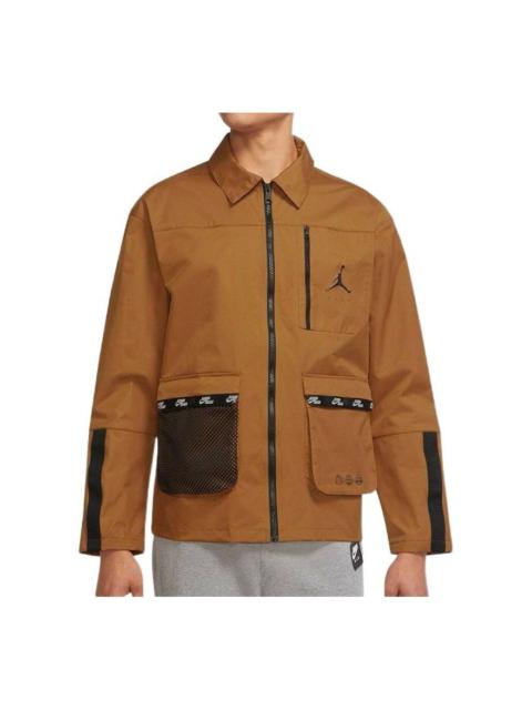 Air Jordan SS22 Cargo Sports lapel Jacket Brown Yellow DJ0243-241