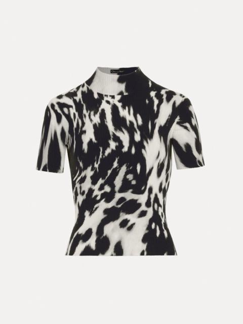 COWHIDE PRINTED RIBBED PULLOVER