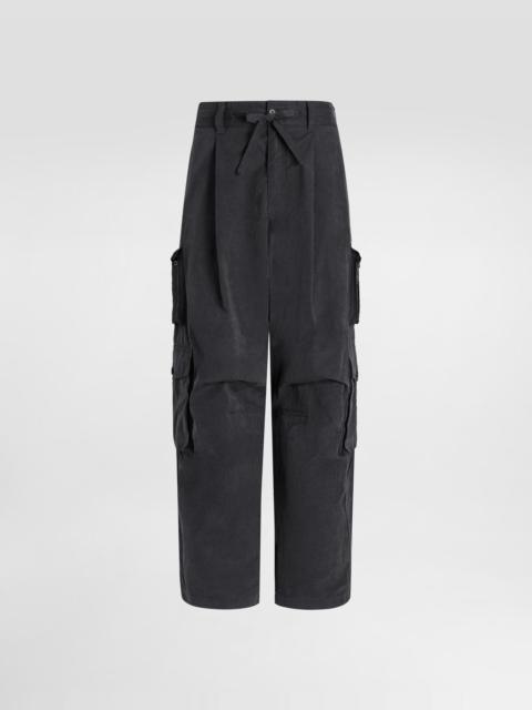Washed fabric trousers