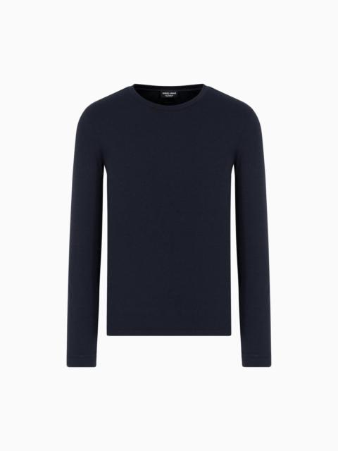 Pure cashmere interlock crew-neck jumper