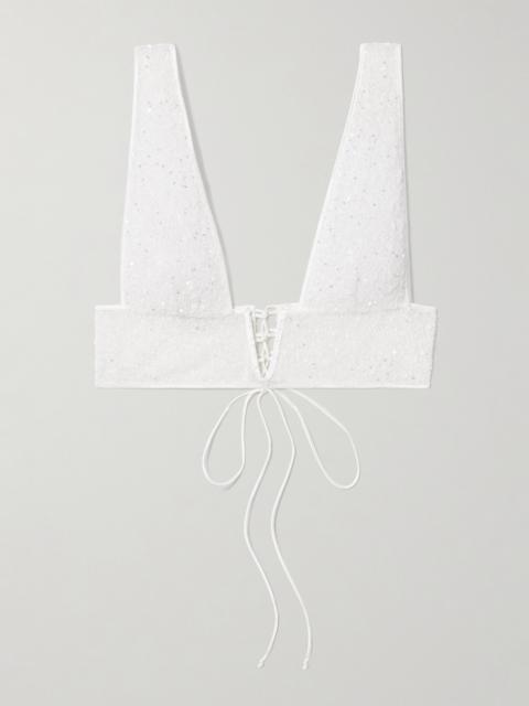 Ange Sequin-embellished Embroidered Tulle Soft-cup Bra