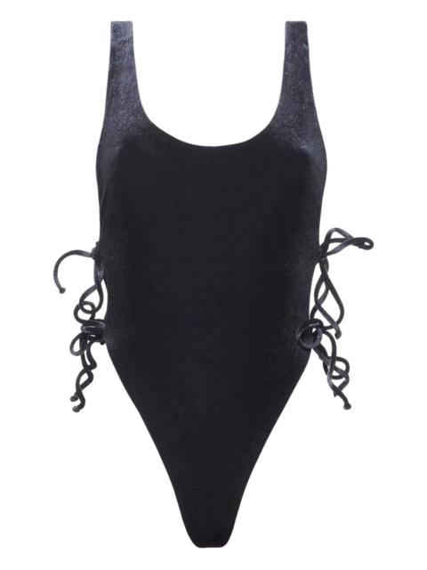 Bowie velvet lace-up swimsuit