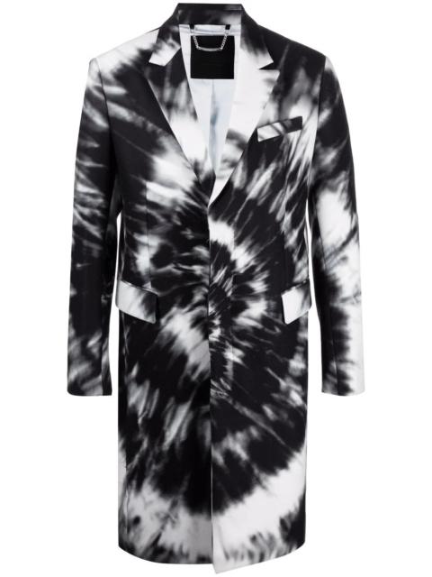 single-breasted tie-dye coat