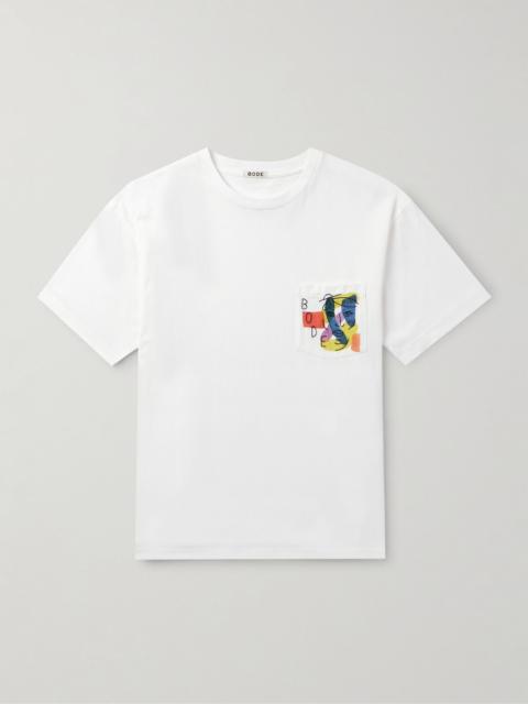 Portrait Logo-Embroidered Printed Cotton-Jersey T-Shirt White