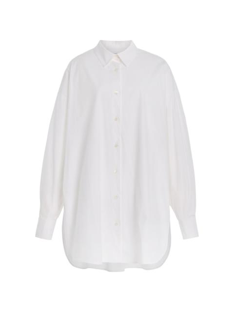 Twist-Front Stretch-Cotton Shirt white