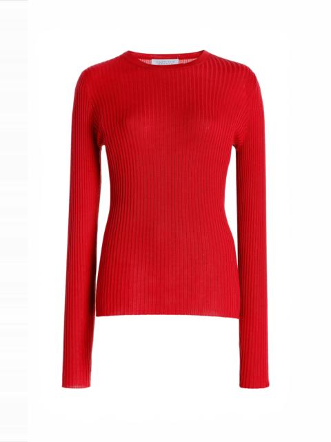 Browning Knit Sweater in Scarlet Red Cashmere Silk