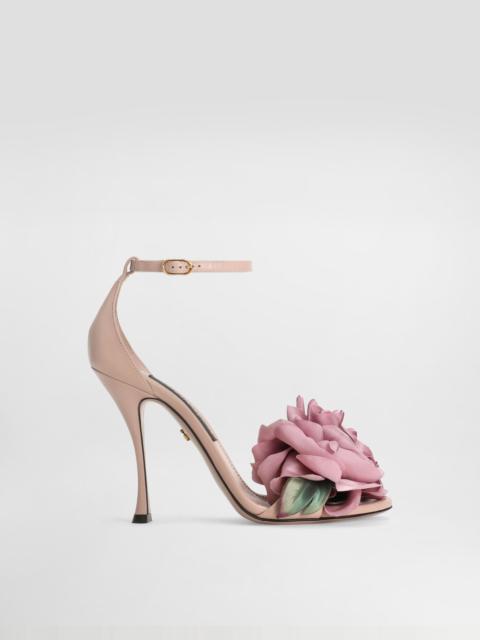Keira leather sandals with flower application