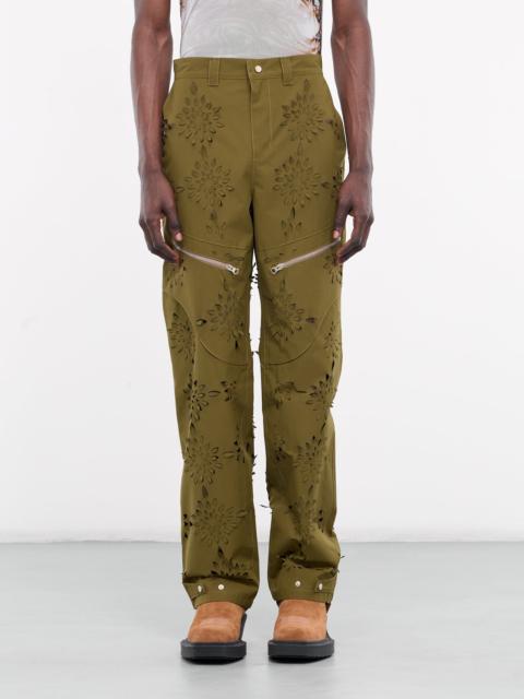 Laser-Slashed Flower Trousers