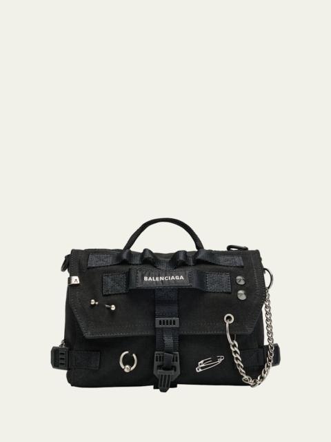 Men's Pierced Canvas Army Messenger Bag