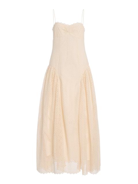Isotta Lace Cotton Midi Dress white