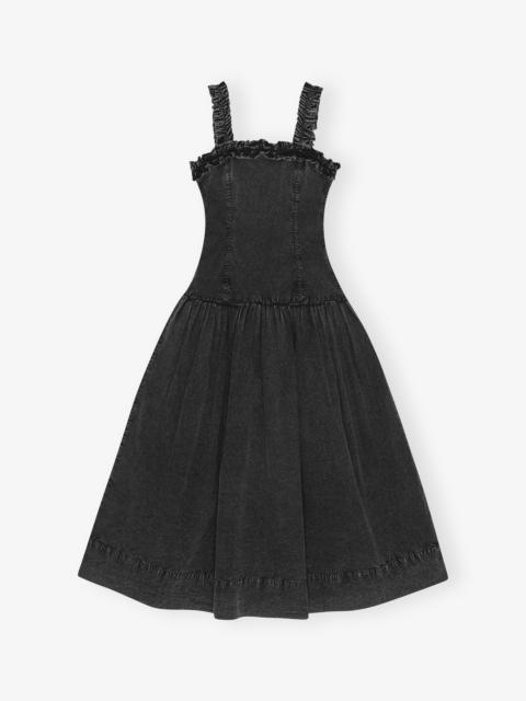 BLACK WASHED STRETCH COTTON CORSET DRESS
