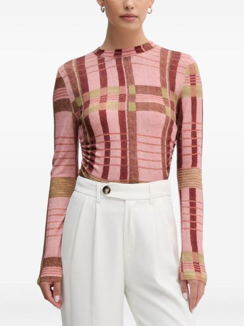 x Farm Rio plaid-pattern sweater