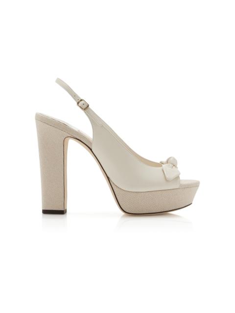 Ziva Leather Platform Slingback Sandals white