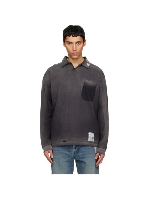 Black Sun Faded Long Sleeve Polo