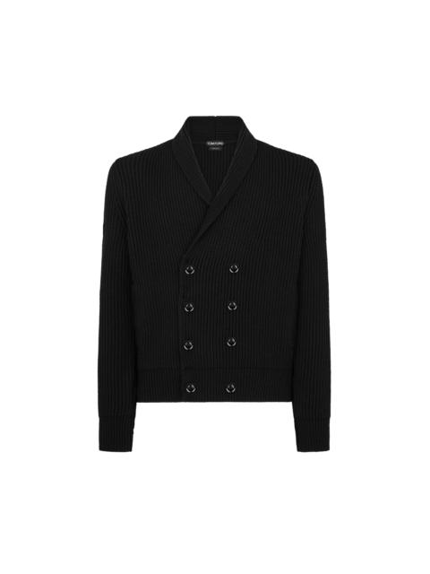 WOOL SILK SHAWL COLLAR CARDIGAN