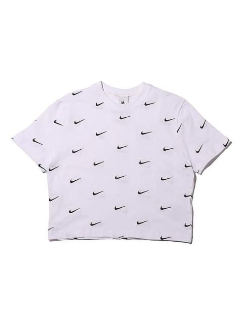 (WMNS) Nike logo Printing Short Sleeve 'White' CK4092-100