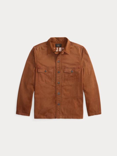Embroidered Herringbone Twill Overshirt