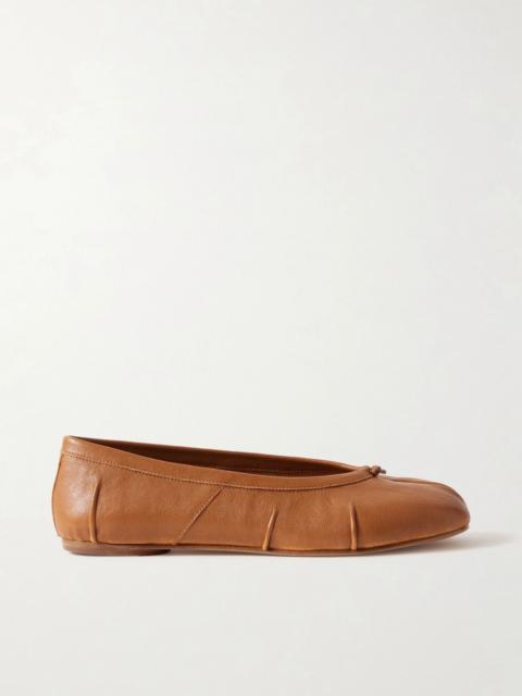 Tabi split-toe leather ballet flats Tan