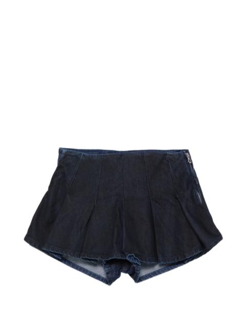 pleated denim shorts